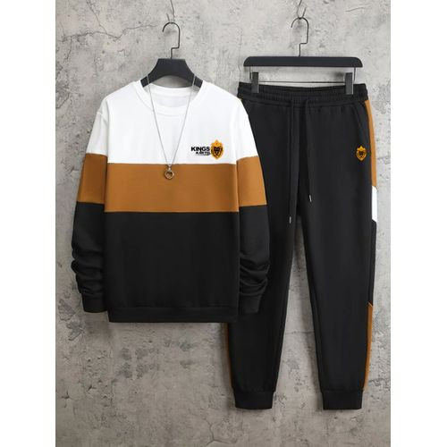 Kingskartel Kings-Kartel Stylish Sweatshirt & Joggers Pant (Brown & Black)